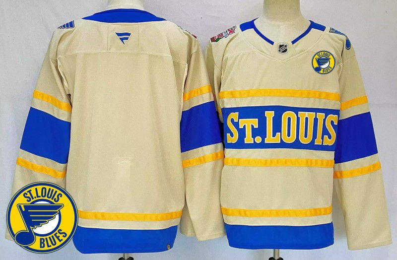 Men St.Louis Blues Blank Cream Fanatics 2025 NHL Jersey style 5->st.louis blues->NHL Jersey